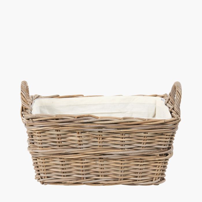 Grey Kubu Rectangular Handled Laundry Basket