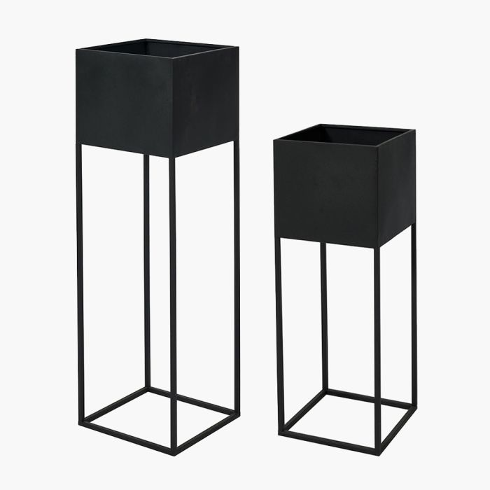 Set of 2 Graphite Metal Planters