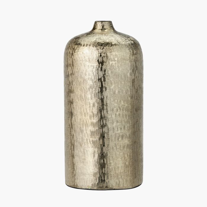 Gold Metal Hammered Vase Tall