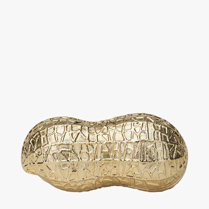 Gold Metal Peanut Lidded Trinket Bowl