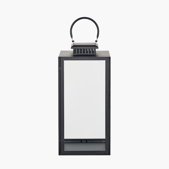Black Stainless Steel and Glass Large Rectangular Lantern