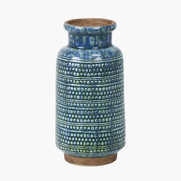 Theano Dot Design Blue Glaze Vase