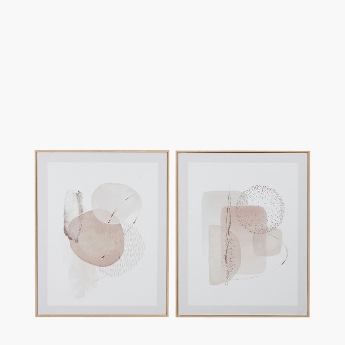 Set of 2 Natural Abstract Canvases with Natural Frame