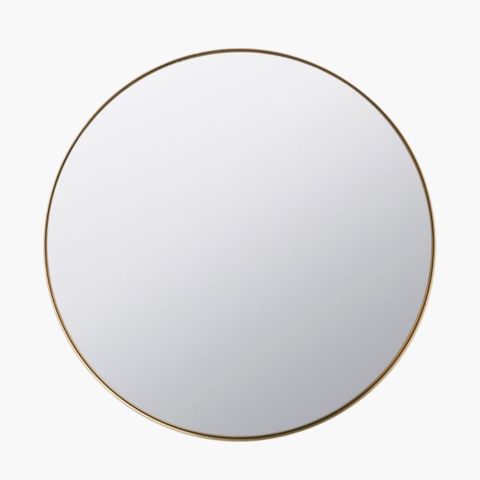 Brushed Gold Metal Slim Frame Round Wall Mirror Small