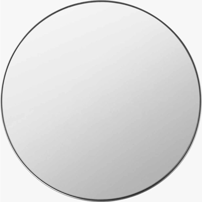Brushed Silver Metal Slim Frame Round Wall Mirror Small