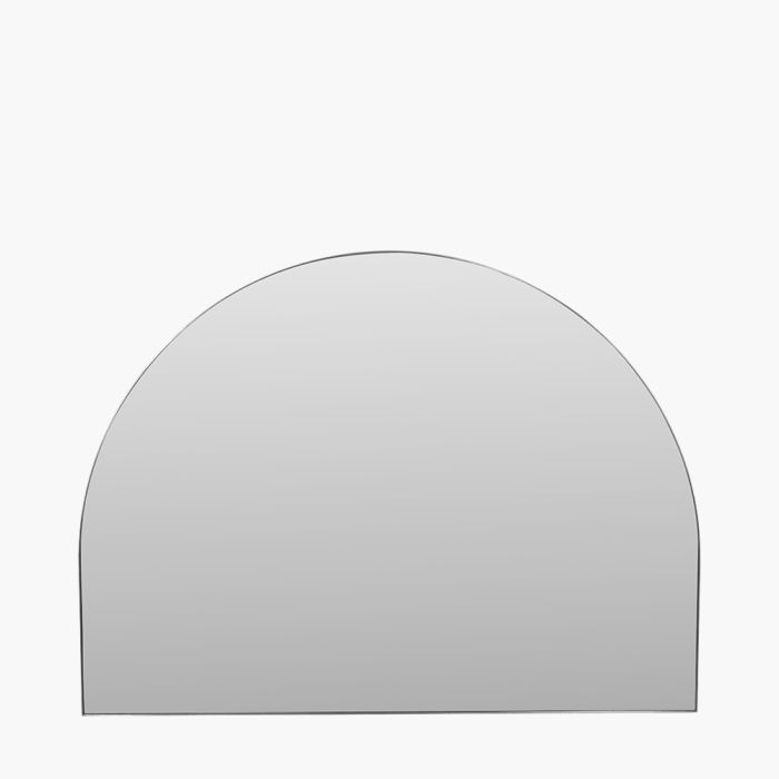 Brushed Silver Metal Slim Frame Wide Arch Wall Mirror