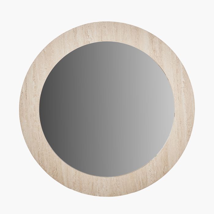 Tivoli Travertine Effect Veneer Round Wall Mirror