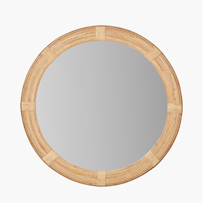 Natural Rattan Frame Round Wall Mirror