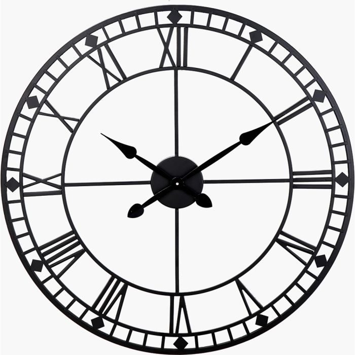 Black Metal Round Wall Clock Large