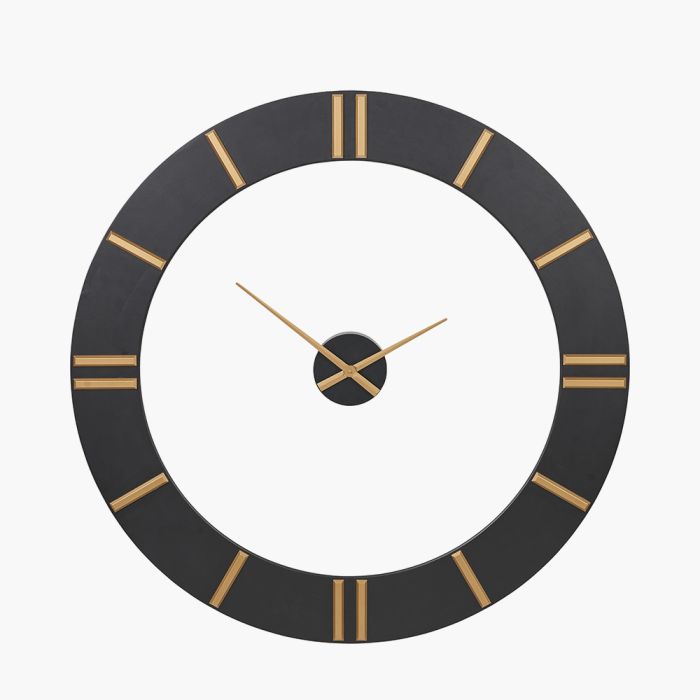 Black and Gold 2 Piece Open Wall Clock