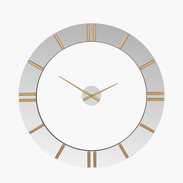 Mirror and Gold 2 Piece Open Wall Clock