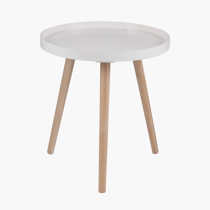 Halston Blush Wood Veneer and Natural Pine Wood Side Table