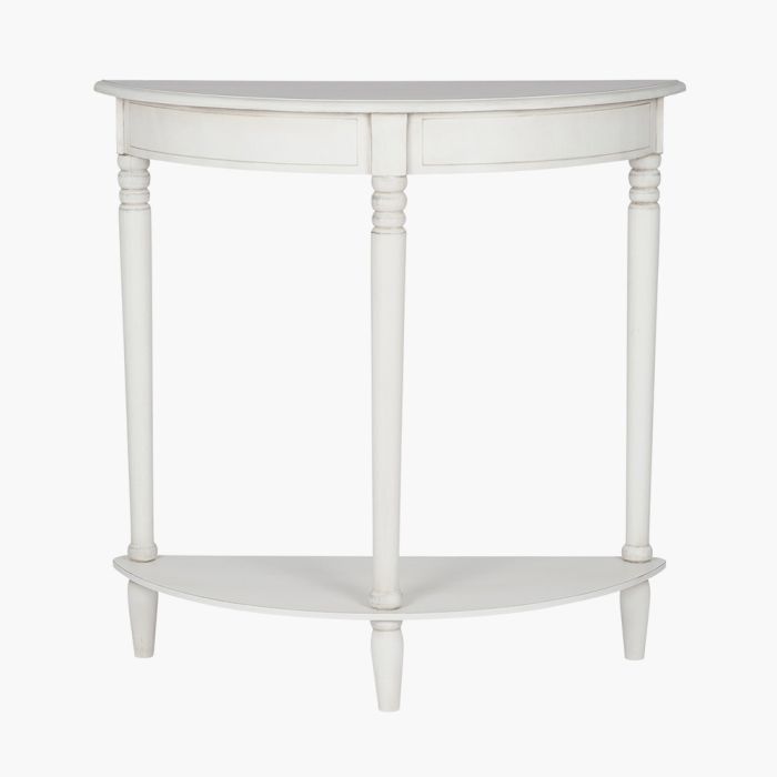 Heritage Elizabeth White Pine Wood Half Moon Console Table