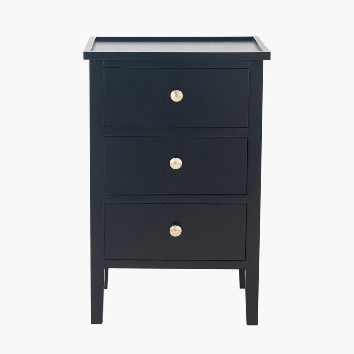 Chelmsford Satin Black Pine Wood 3 Drawer Unit