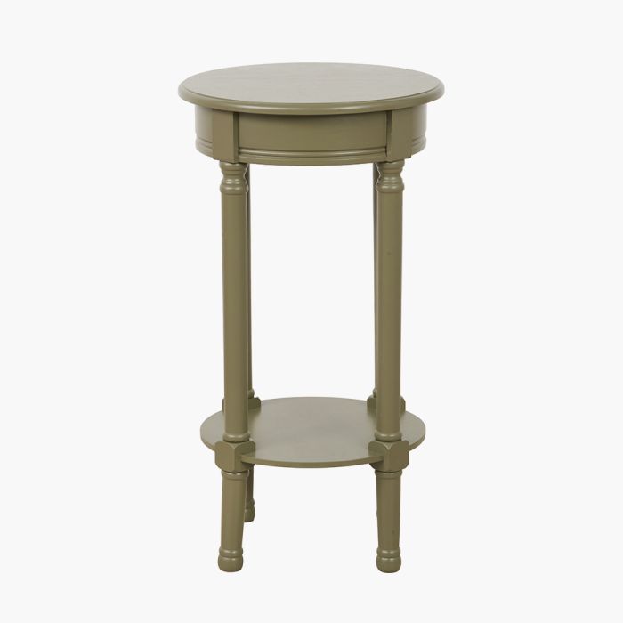 Heritage Olive Pine Wood Round Accent Table