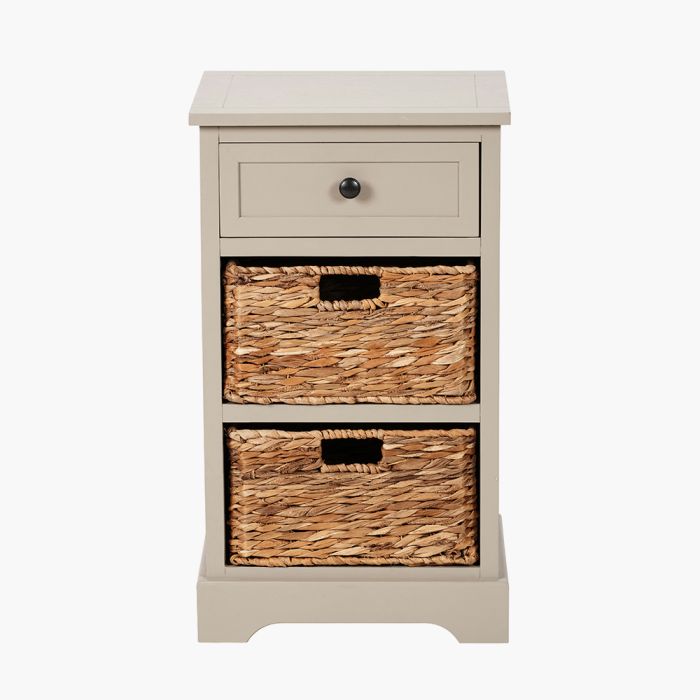 Devonshire Putty Pine Wood 1 Drawer 2 Basket Unit