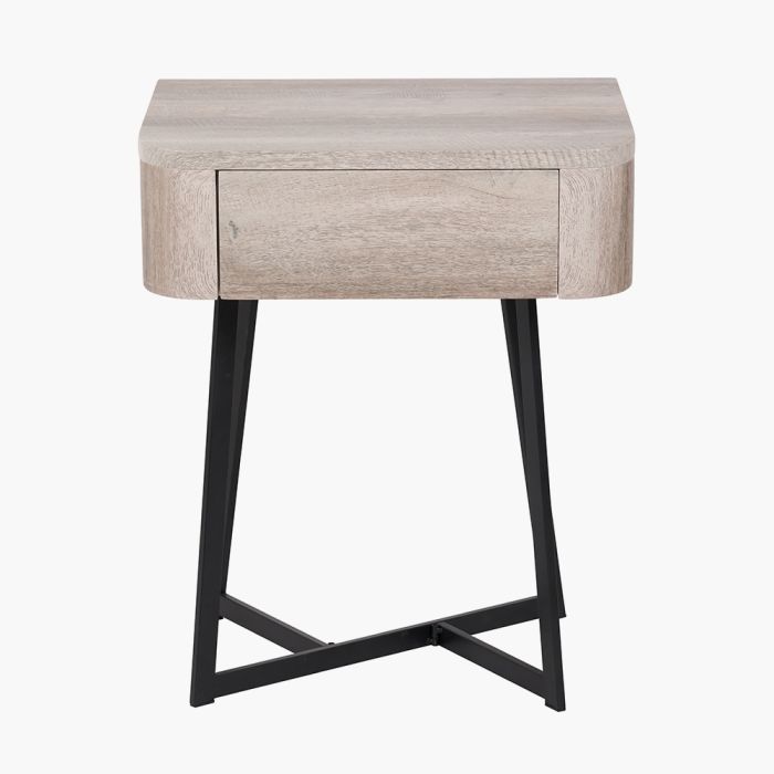 Ukiah Grey Oak Veneer and Black Metal 1 Drawer Unit