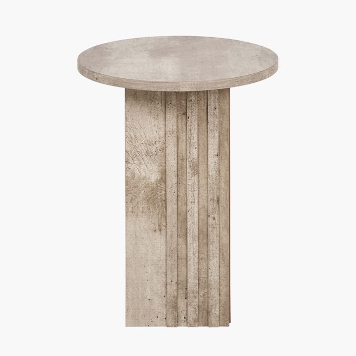 Elkton Concrete Effect Wood Veneer Groove Detail Side Table
