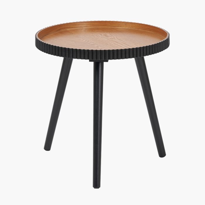 Hammond Natural and Black Pine Wood Side Table