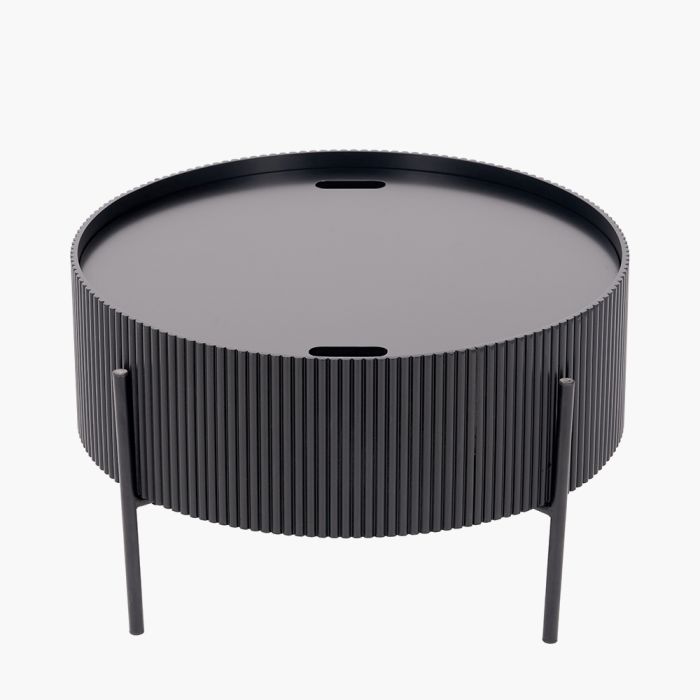 Henderson Black Wood and Black Metal Storage Coffee Table
