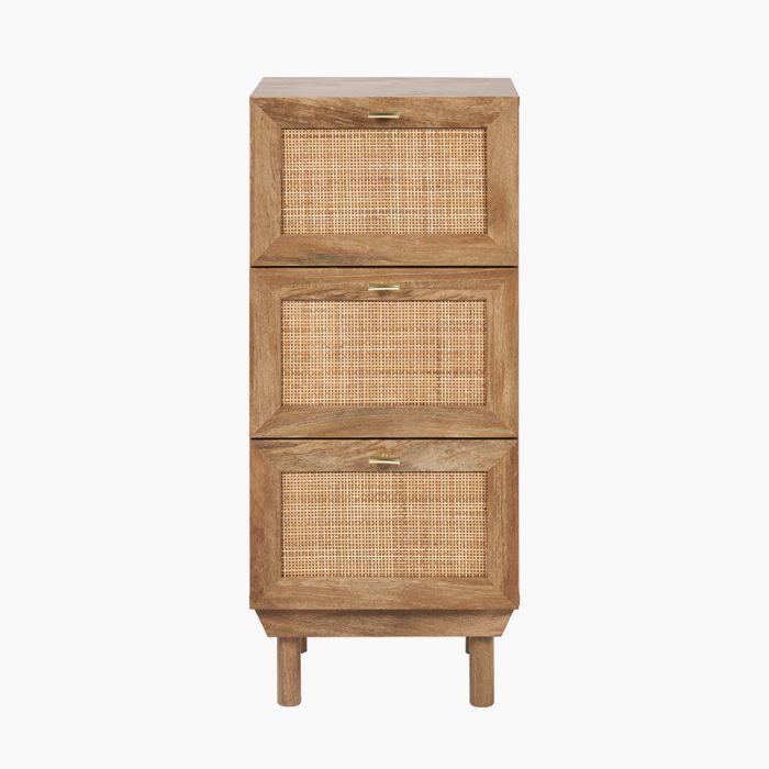 Henrik Natural Rattan 3 Drawer Tall Unit