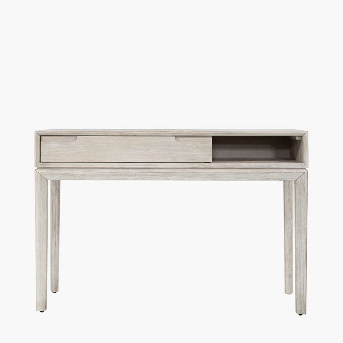Gio White Sand Acacia Wood 1 Drawer Console Table