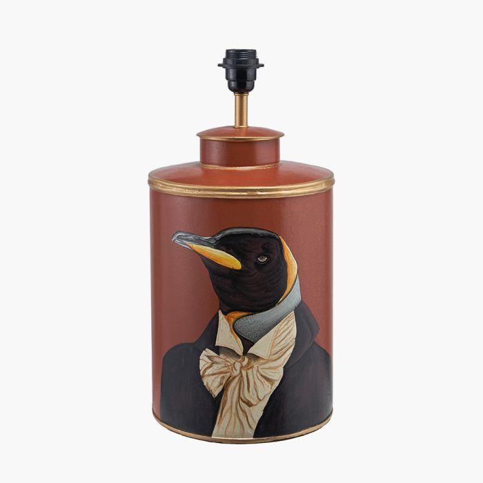 Penguin Tobacco Hand Painted Metal Table Lamp