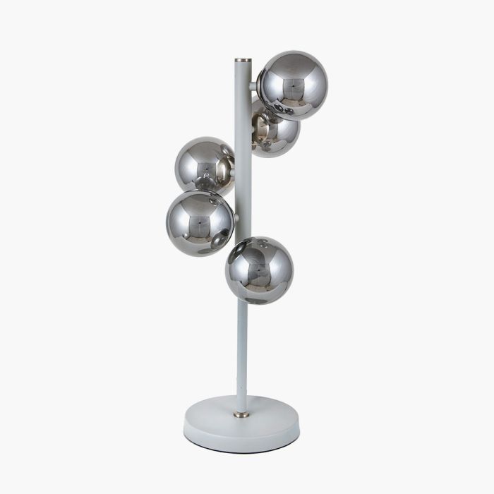 Blair Smoke Glass Ball and Grey Metal Table Lamp