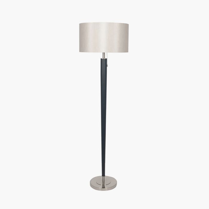 Lowry Brushed Silver and Matt Black Metal Floor Lamp