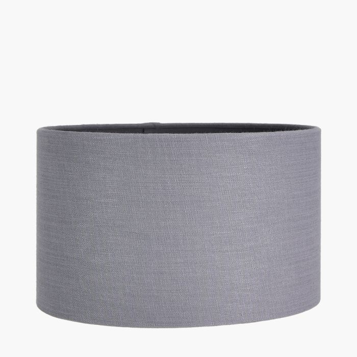 Lino 25cm Steel Grey Self Lined Linen Drum Shade