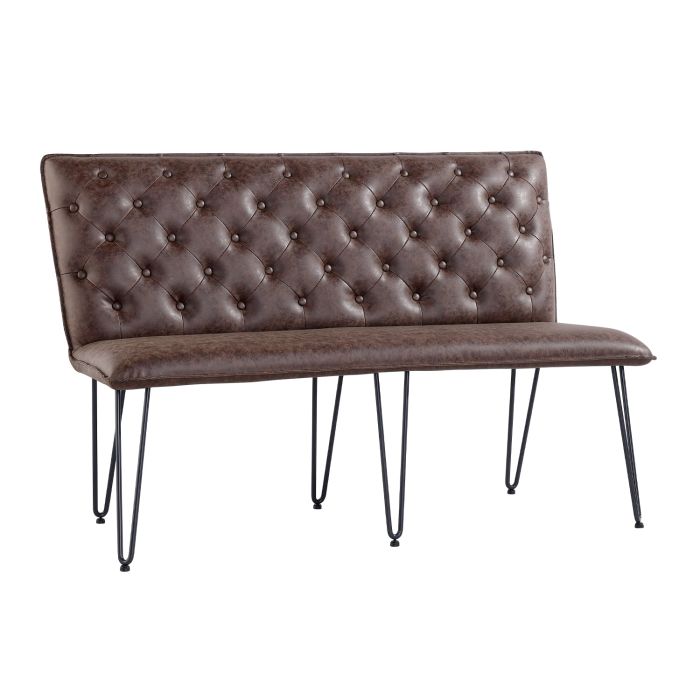 Essentials Studded back Bench 140cm in Brown