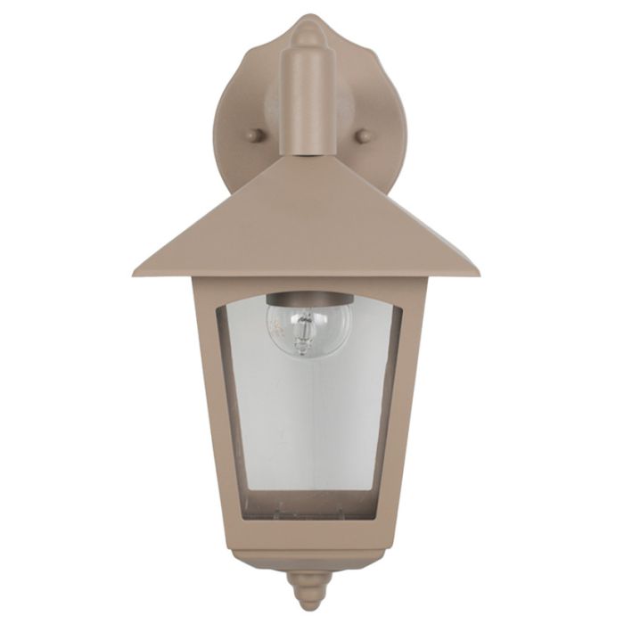 Taupe Metal Panelled Lantern Wall Downlighter