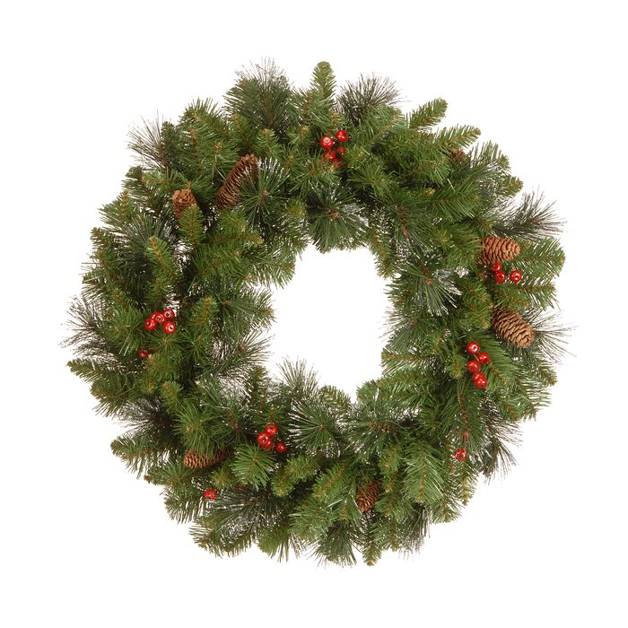 Crestwood Spruce 24" Artificial Wreath with Cones,Berries,Glitter