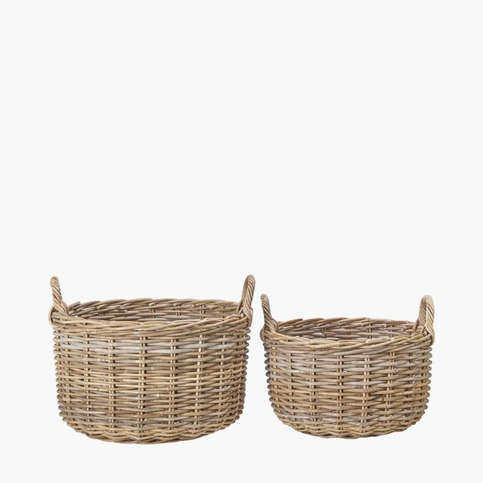 Set of 2 Grey Kubu Log Baskets