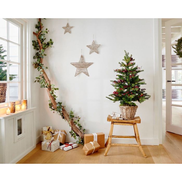 Outdoor Grandis Fir 90cm Pre-Lit Artificial Christmas Tree