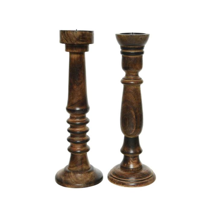 Mango Wood Large Candle Holder Set of 2
