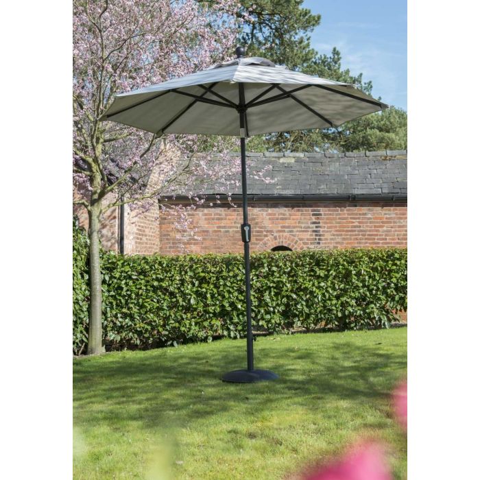 Elizabeth 300cm Round Crank & Tilt Parasol. Mouse Grey Canopy.