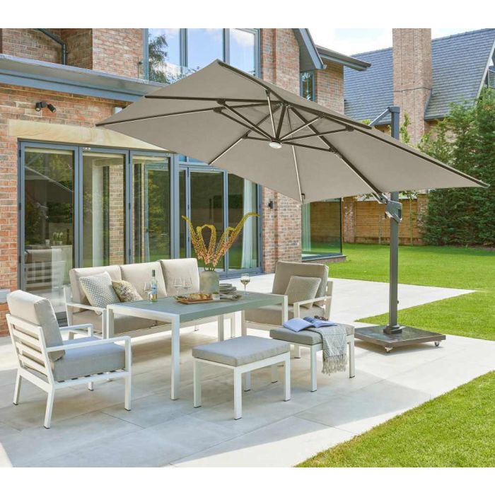 Royce Ambassador 300x300cm Cantilever Parasol with LED Lights. Smoke Grey Canopy