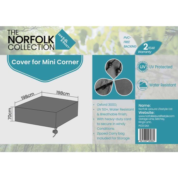Compact Corner Lounge Set Weather Cover - L198cm x W198cm x H70cm