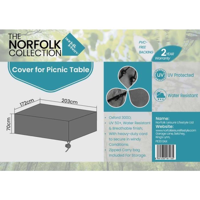 Picnic Table Weather Cover - L203cm x W172cm x H70cm