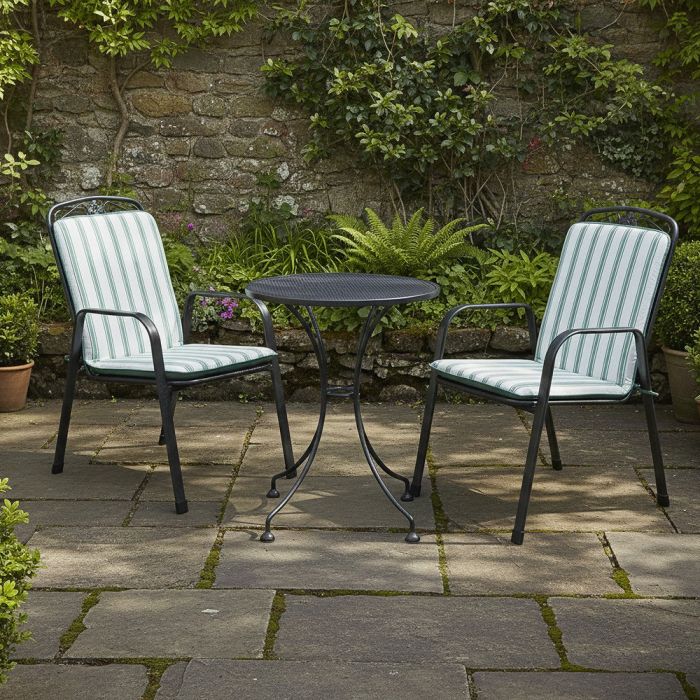 Savoy 2 Seat Set with Sage green Striped Cushions