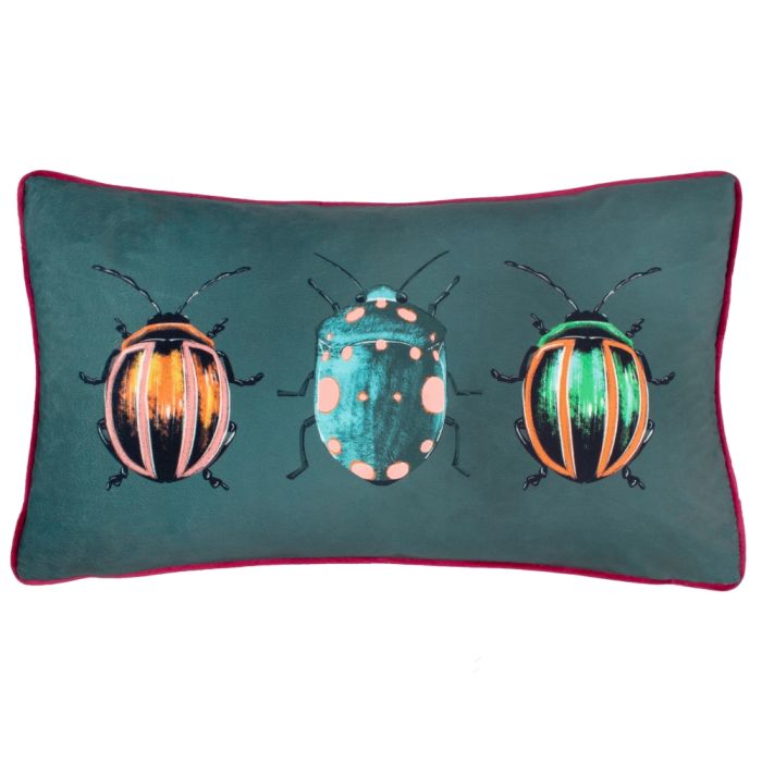 Beetalis Piped Velvet Cushion Emerald