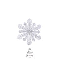 Clear Snowflake Treetopper clear with glitter