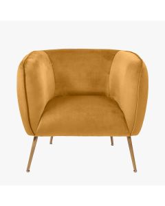 Lucca Gold Velvet and Metal Armchair