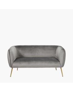 Lucca Dove Grey Velvet and Metal Sofa