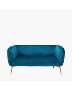 Lucca Sapphire Blue Velvet and Metal Sofa