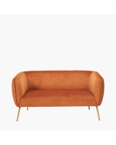 Lucca Tobacco Velvet and Metal Sofa