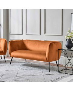 Lucca Tobacco Velvet and Metal Sofa