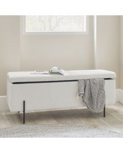 Catania Boucle Fabric Storage Bench With Black Legs