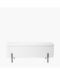 Catania Boucle Fabric Storage Bench With Black Legs